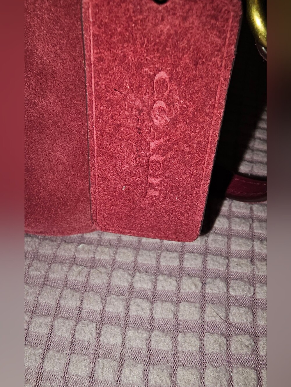 Coach Burgundy Suede Zip Wristlet with Gold Logo - Picture 4 of 6